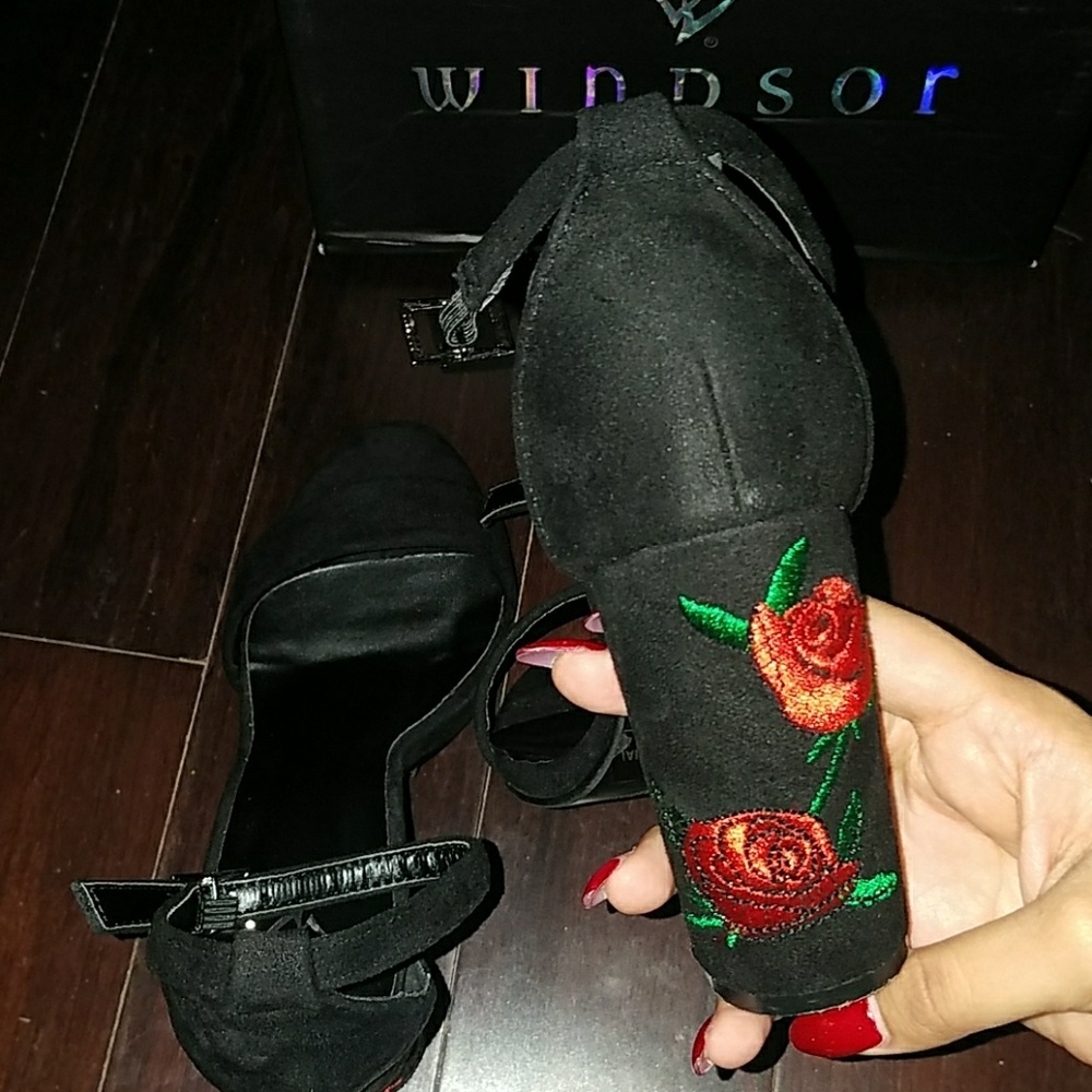 Black suede Rose Windsor heels BRAND NEW